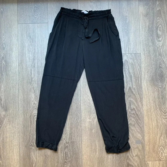 Aritzia Wilfred Marais Pant Trouser Drawstring tie waist Straight leg Silk Black - Picture 3 of 15